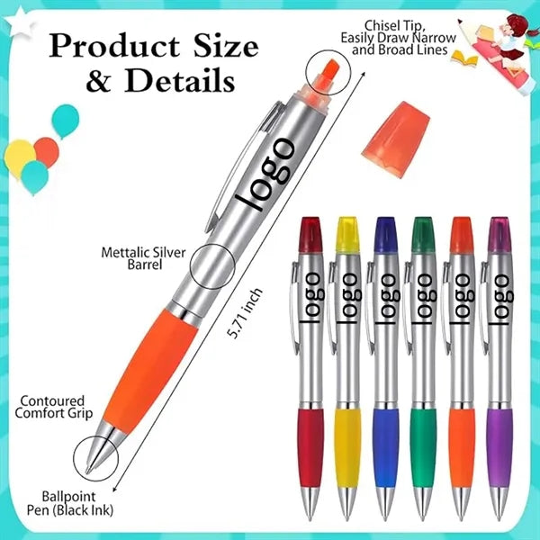 2-in-1 Custom ABS Highlighter Ballpoint Pen