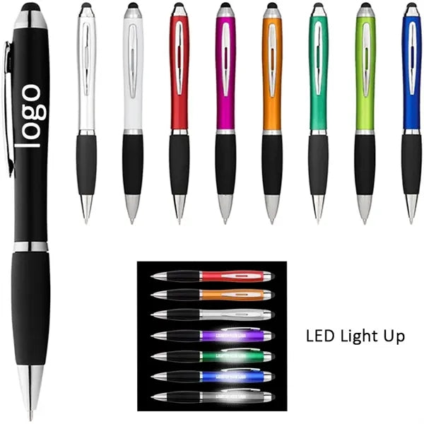 3-in-1 Custom Metal LED Logo Light Up Stylus Ballpoint Pen
