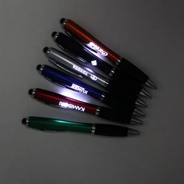 3-in-1 Custom Metal LED Logo Light Up Stylus Ballpoint Pen