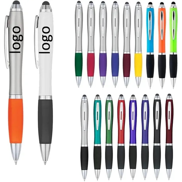 2-in-1 Metal Matte Finish Click Action Stylus Ballpoint Pen