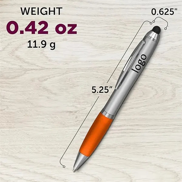 2-in-1 Metal Matte Finish Click Action Stylus Ballpoint Pen