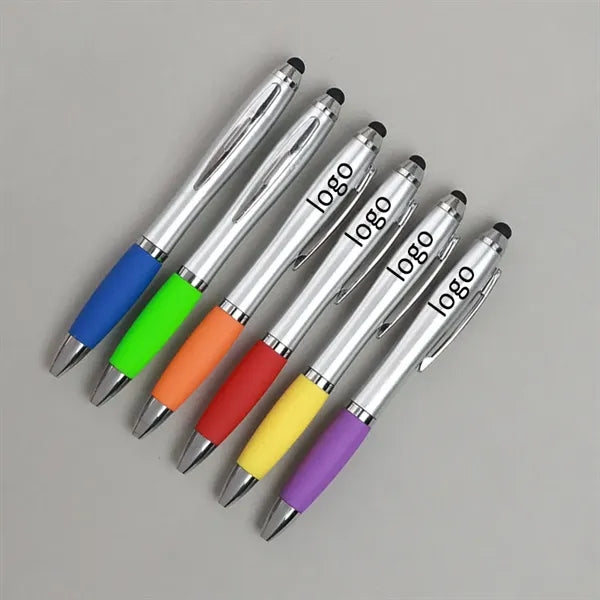 2-in-1 Metal Matte Finish Click Action Stylus Ballpoint Pen