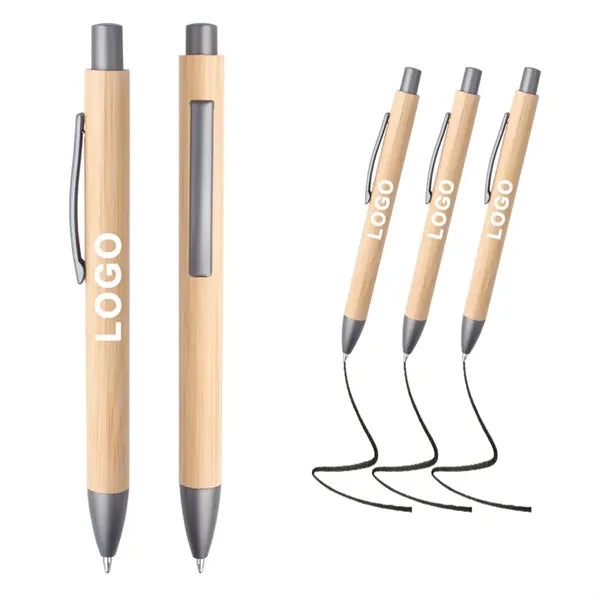 Eco-Friendly Bamboo Wood Black Ink Retractable Ballpoint Pen