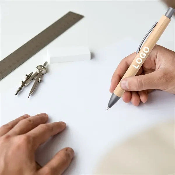 Eco-Friendly Bamboo Wood Black Ink Retractable Ballpoint Pen