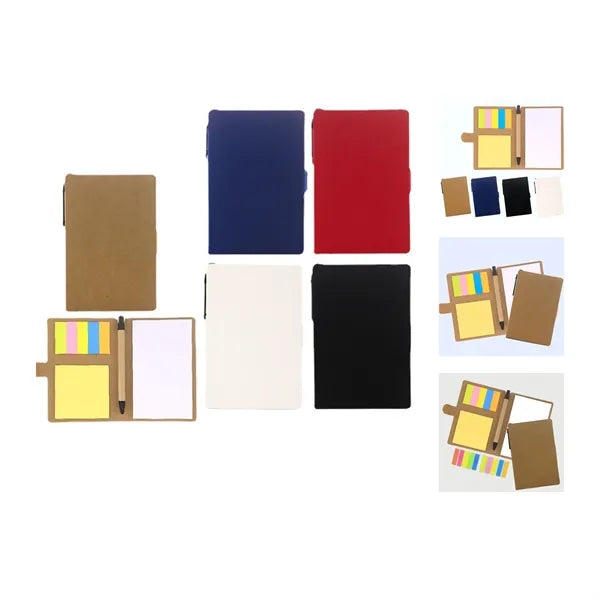 Kraft Paper Notepad with Sticky Notes & Pen Combo
