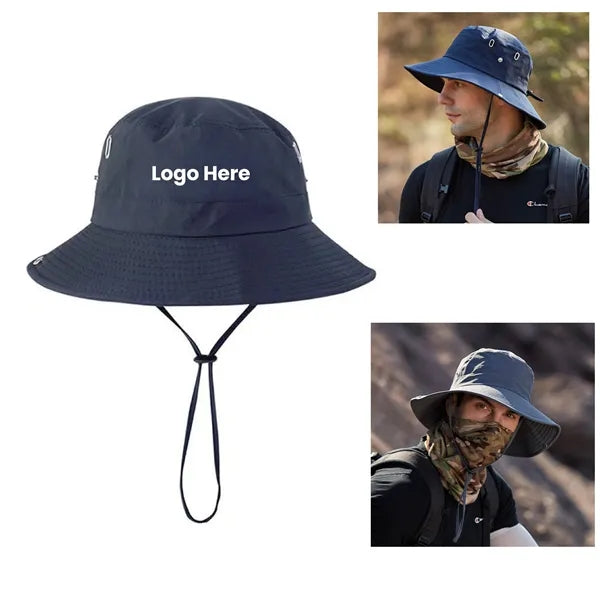 Outdoor Fishing Wide Brim Sun Bucket Hat w/ Embroidery