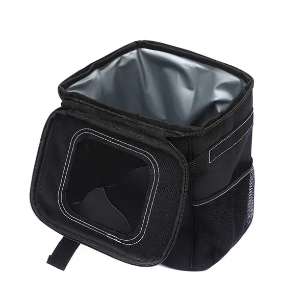 Car Trash Can with Lid and Storage Pockets