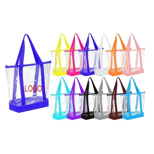 Large Capacity Clear PVC Tote Bag w/Zipper Closure