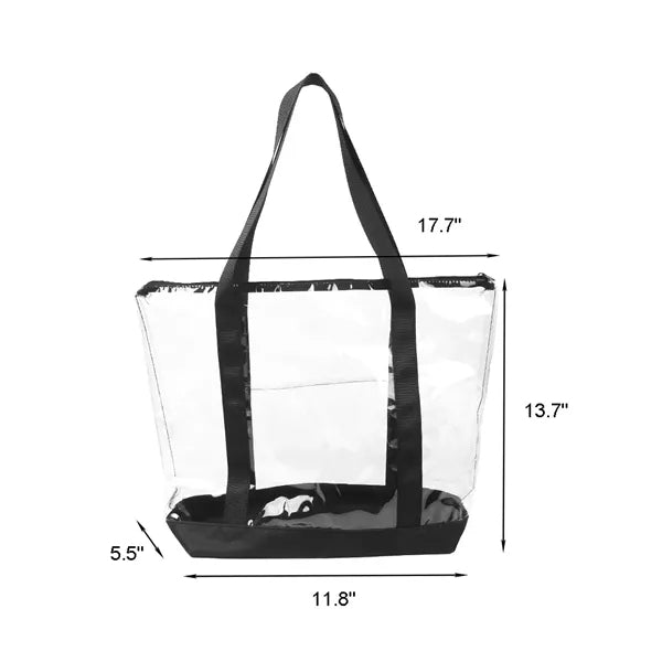 Large Capacity Clear PVC Tote Bag w/Zipper Closure