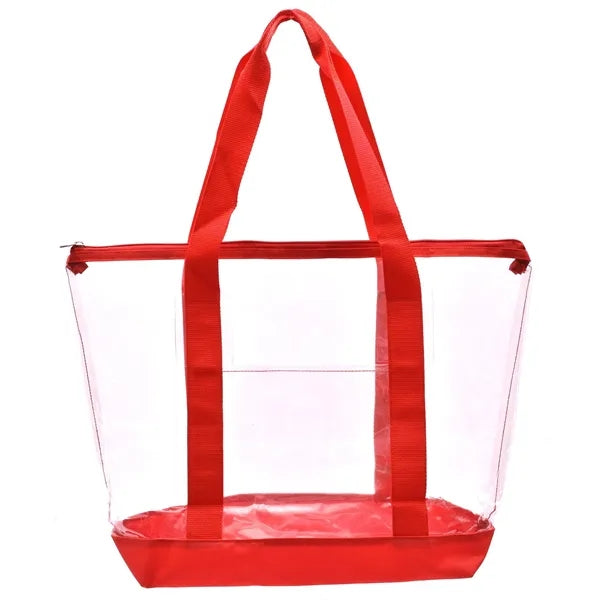 Large Capacity Clear PVC Tote Bag w/Zipper Closure