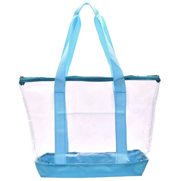 Large Capacity Clear PVC Tote Bag w/Zipper Closure