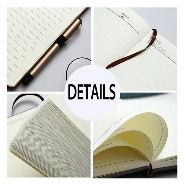 Elastic Band Leather Journal Lined Notebook 8-1/5 x 5-7/10"