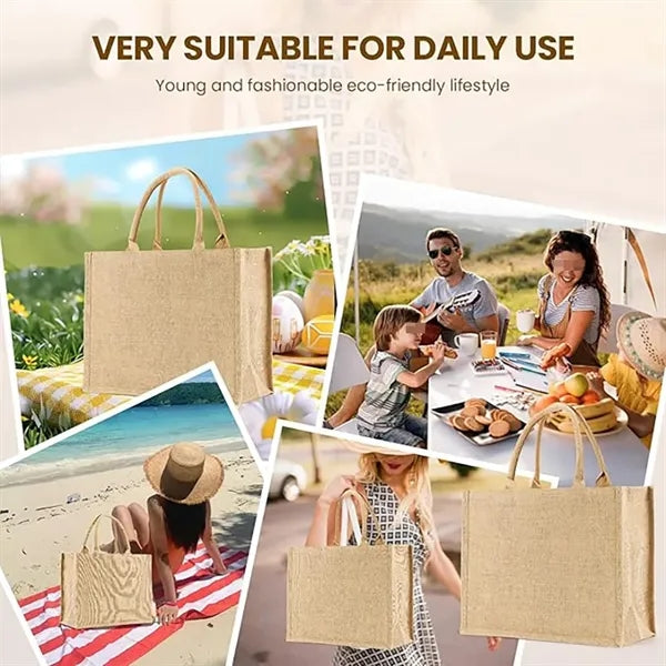 Eco-friendly Large Burlap Jute Tote Bags with Handles