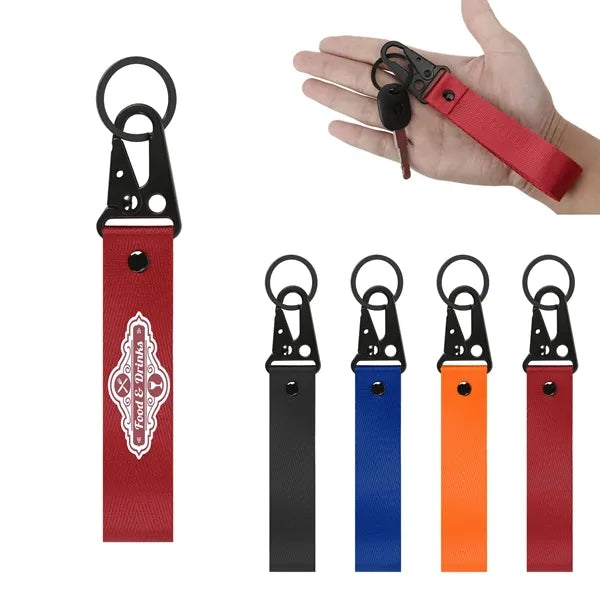 Nylon Wrist Motorcycle Keychain W/ Black Eagle Mouth Buckle