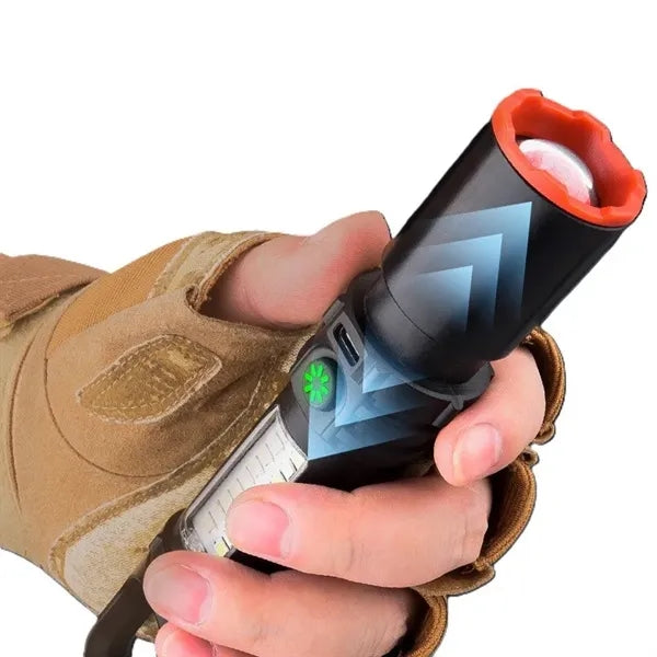 Multi-functional flashlight rechargeable