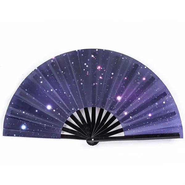 13" Bamboo Frame Satin Fabric Folding Kung Fu Clack Fans
