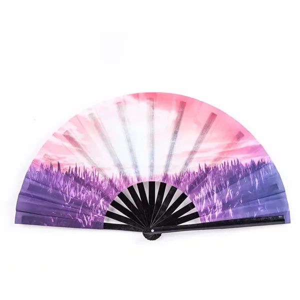 13" Bamboo Frame Satin Fabric Folding Kung Fu Clack Fans