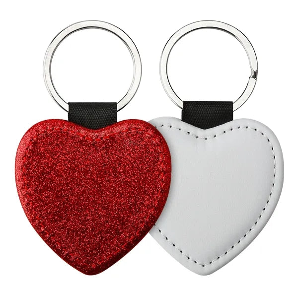 Heart Shape Keychain Blanks Pu Leather