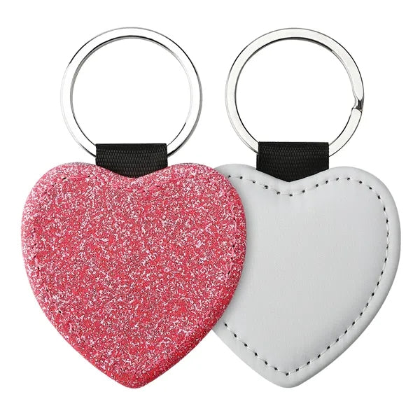 Heart Shape Keychain Blanks Pu Leather