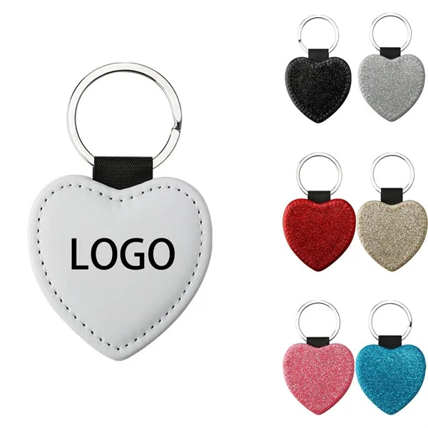Heart Shape Keychain Blanks Pu Leather