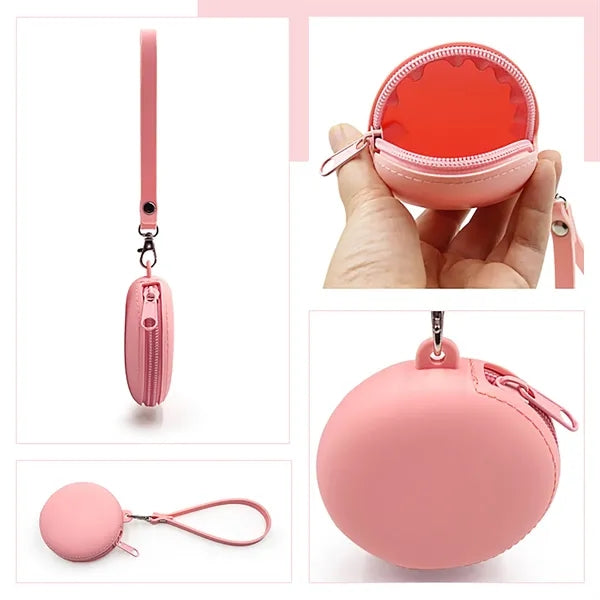 Round Silicone Coin Purse Earphone Storage Bag