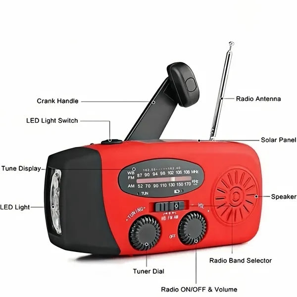Portable Emergency Hand Crank Radio With Led Flashlight