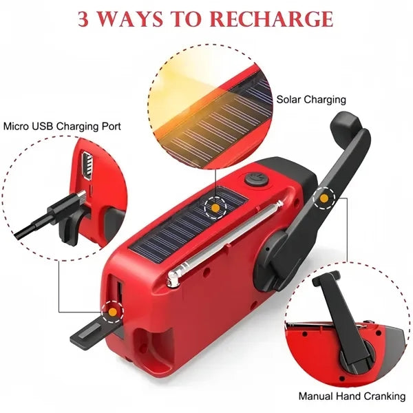 Portable Emergency Hand Crank Radio With Led Flashlight