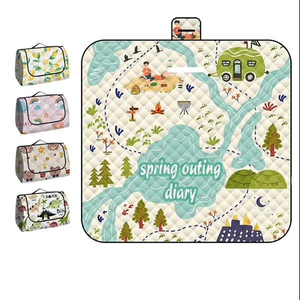 Soft Full Color Foldable Picnic Blanket Ultrasonic Beach Mat