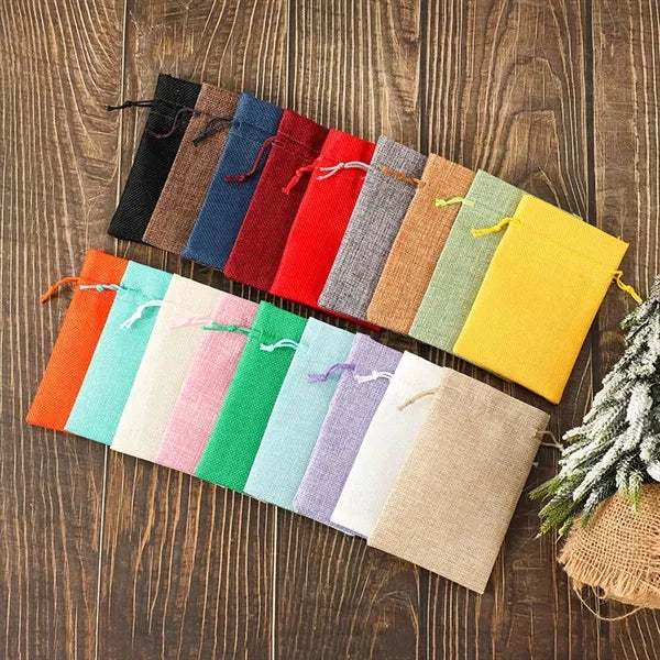 Small Eco-Friendly Burlap Packing Drawstring Pouch