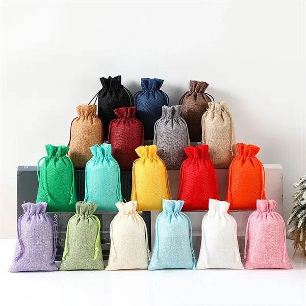 Small Eco-Friendly Burlap Packing Drawstring Pouch