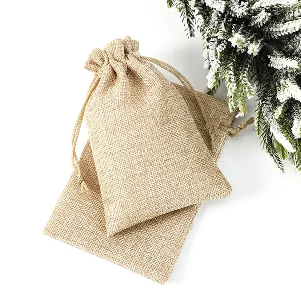 Small Eco-Friendly Burlap Packing Drawstring Pouch