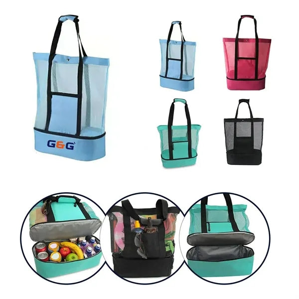 Mesh Beach Tote Cooler Bag