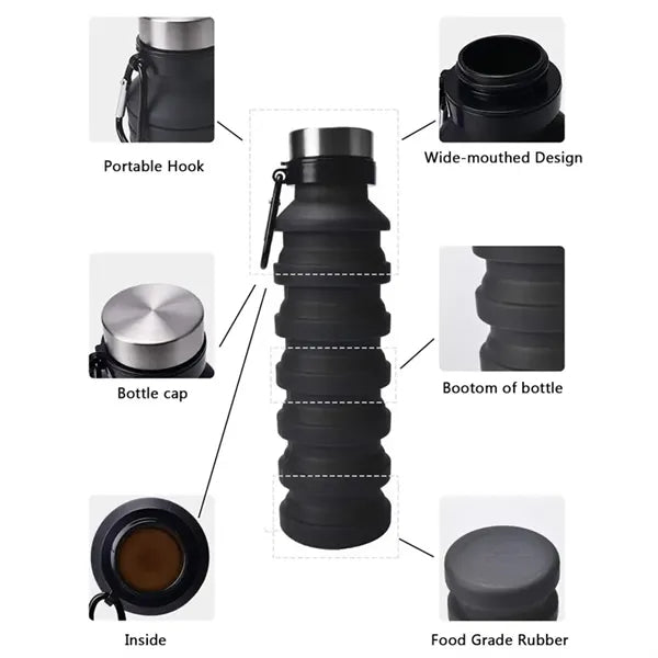 Collapsible Water Bottle 17oz Silicone Food Grade Cup Sport