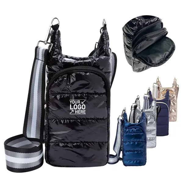 Crossbody Water Bottle Sling Bag with Strap and Pocket