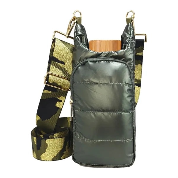 Crossbody Water Bottle Sling Bag with Strap and Pocket