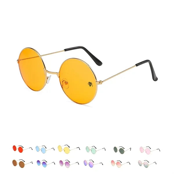 Round Frame Metal Sunglasses with Colored Lenses