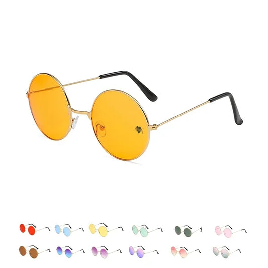 Round Frame Metal Sunglasses with Colored Lenses