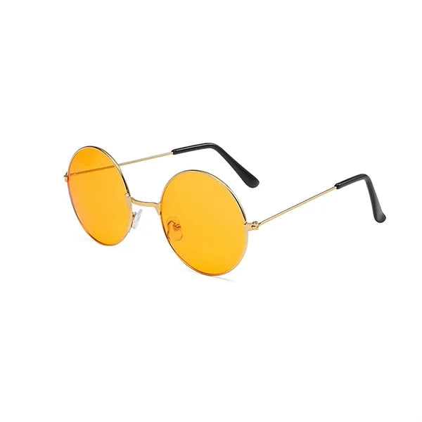 Round Frame Metal Sunglasses with Colored Lenses