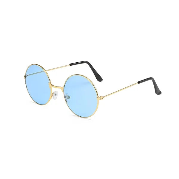 Round Frame Metal Sunglasses with Colored Lenses