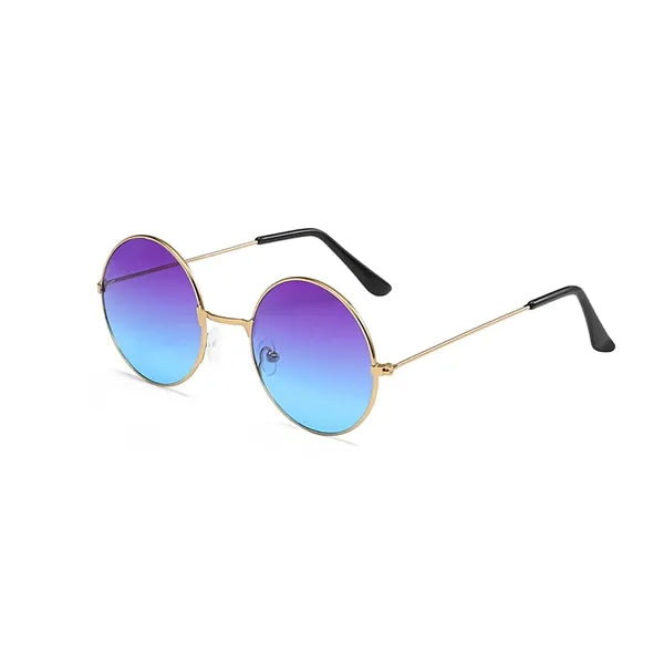 Round Frame Metal Sunglasses with Colored Lenses