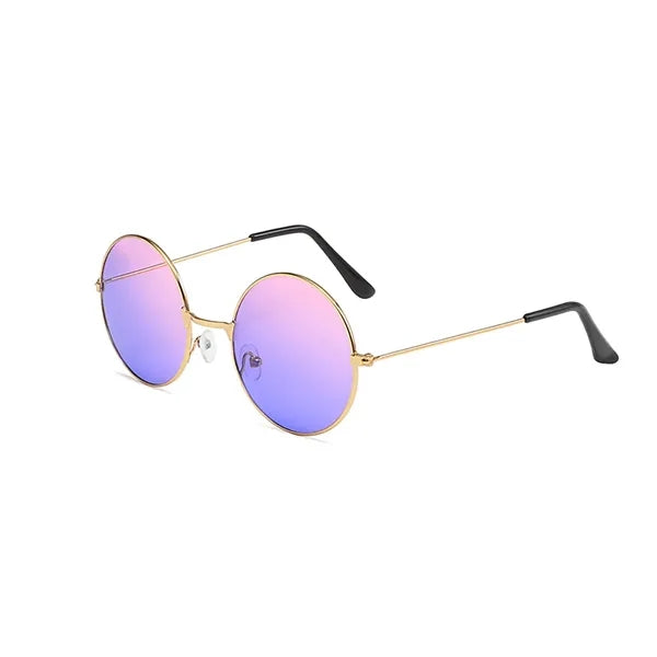Round Frame Metal Sunglasses with Colored Lenses