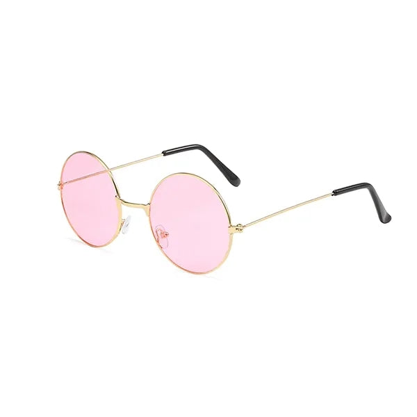 Round Frame Metal Sunglasses with Colored Lenses
