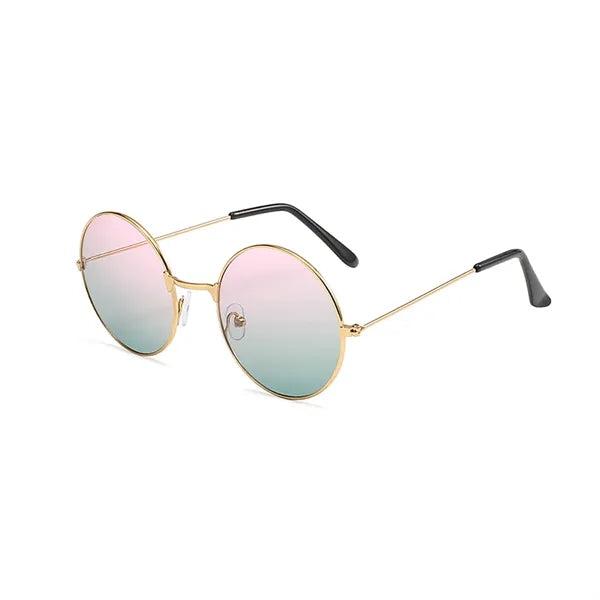 Round Frame Metal Sunglasses with Colored Lenses