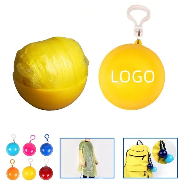 Disposable Raincoat Ponchos with Keychain Ball