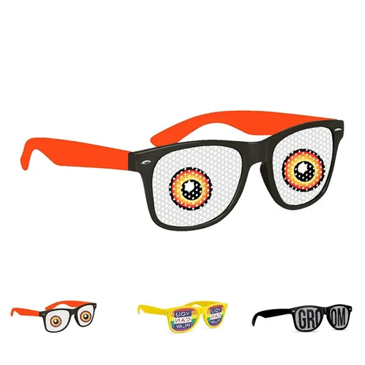 Pad Printed Neon Blue Billboard Sunglasses