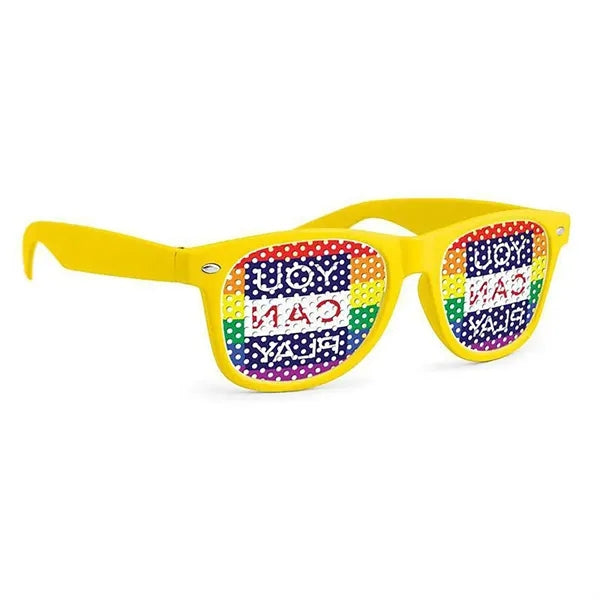 Pad Printed Neon Blue Billboard Sunglasses