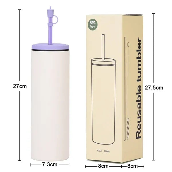 600ml Colorful Unique Vacuum Straight Tumbler