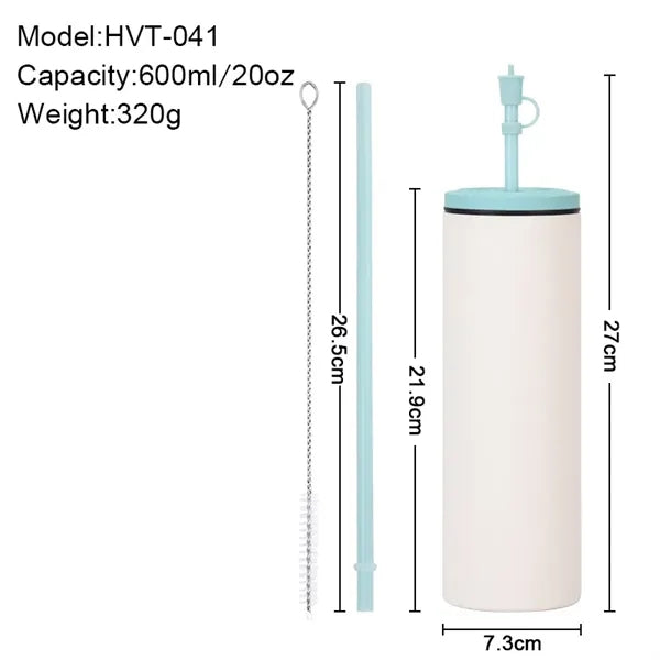 600ml Colorful Unique Vacuum Straight Tumbler
