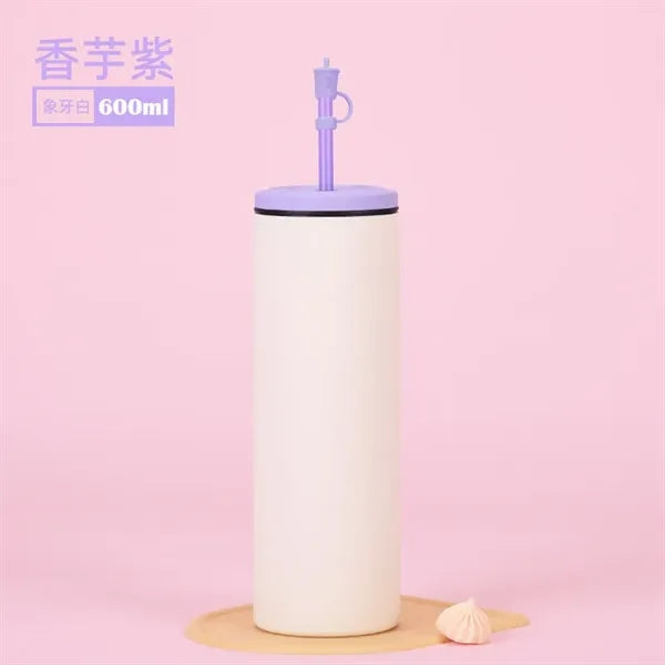 600ml Colorful Unique Vacuum Straight Tumbler