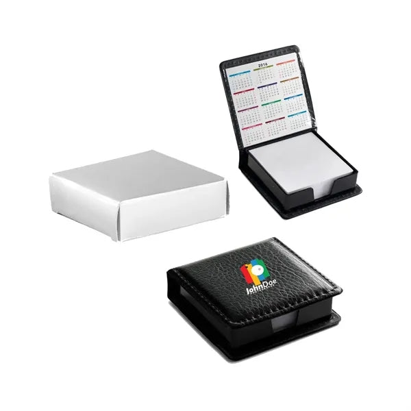 Leatherette Flip-Top Calendar Box with White Note Paper